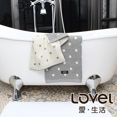 Lovel 專利咖啡紗除臭抗UV圓點2件組(浴巾+毛巾)