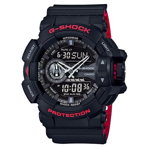 G-SHOCK街頭潮流紅黑騎士精神雙顯運動錶(GA-400HR-1)紅黑雙色51.9mm