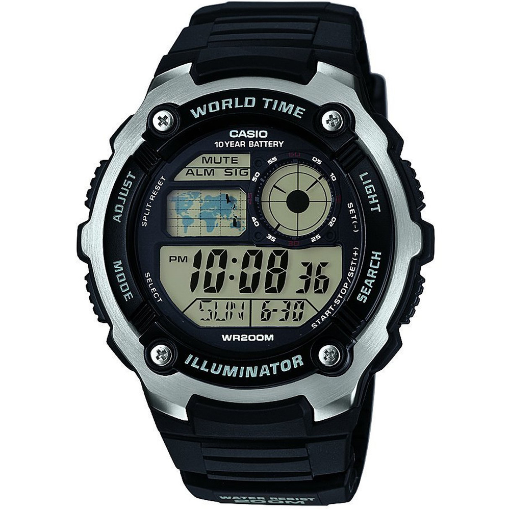 CASIO 城市地圖玩家數位休閒運動錶(AE-2100W-1A)-黑/47.7mm