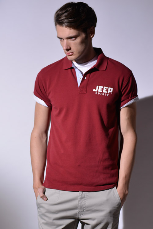 Jeep 純色經典POLO衫-紅色