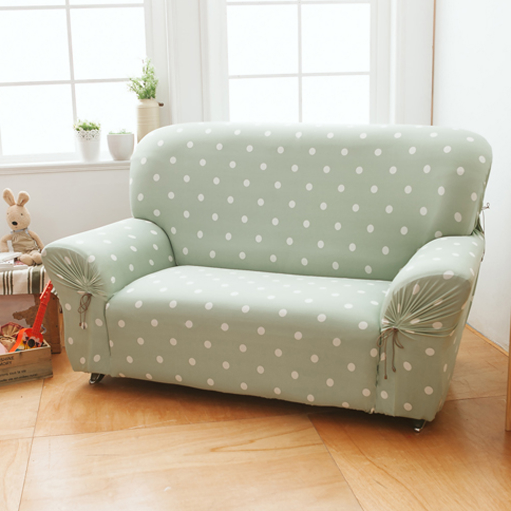 【格藍傢飾】雪花甜心彈性沙發套 沙發罩1人-抹茶綠(彈性 防滑 全包 )