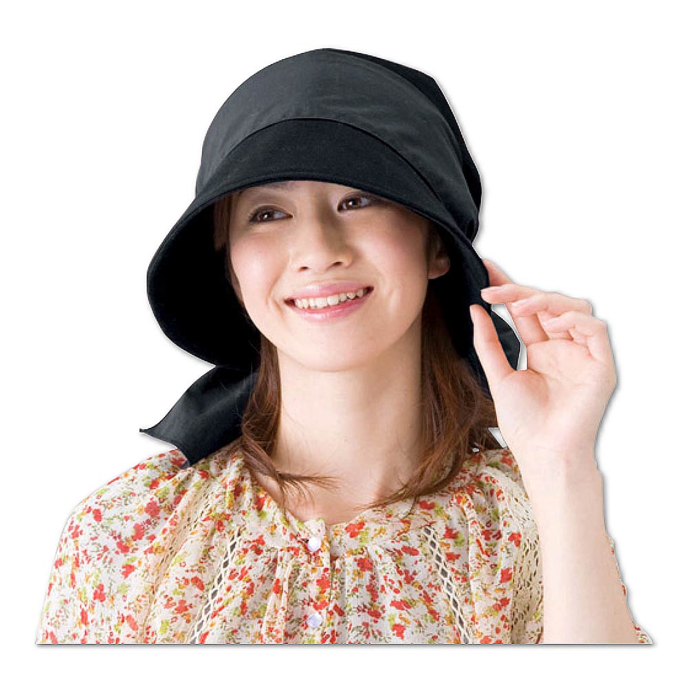 【Sunlead】優雅美人款。小顏效果抗UV圓頂防曬遮陽護髮美型軟帽 (黑色)