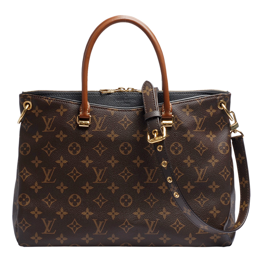 LV M41064 Monogram PALLAS系列拼接皮革手提/肩背包(黑色)