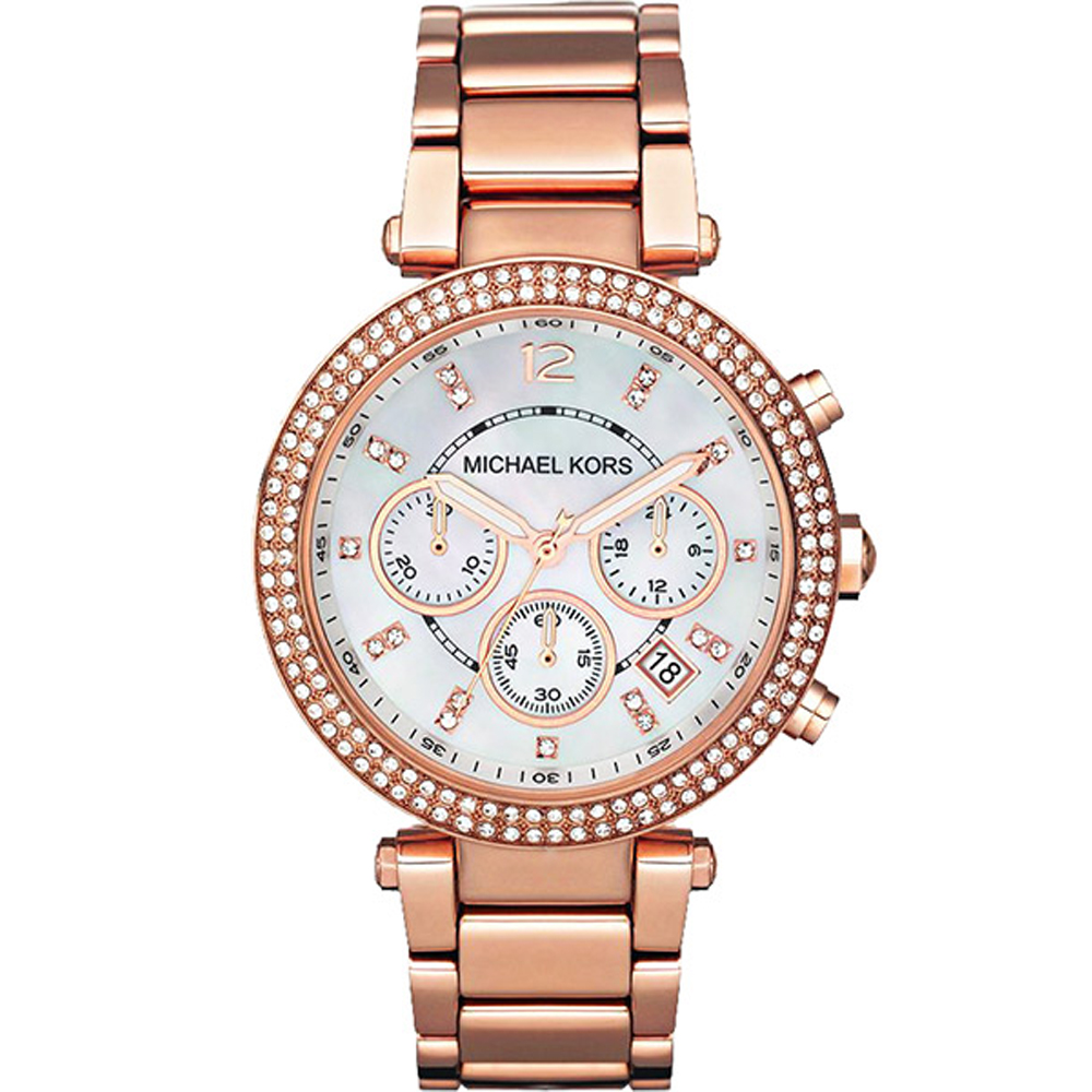 Michael Kors MK5491 美式璀璨晶鑽計時腕錶-玫瑰金色/39mm