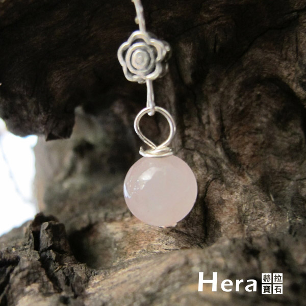 Hera 925純銀手作天然粉晶花朵項鍊/鎖骨鍊