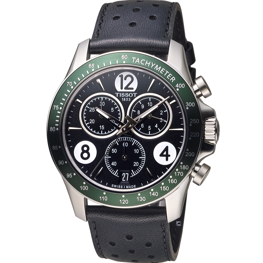 TISSOT V8 T-Sport 運動時尚腕錶-綠x黑框/42.5mm