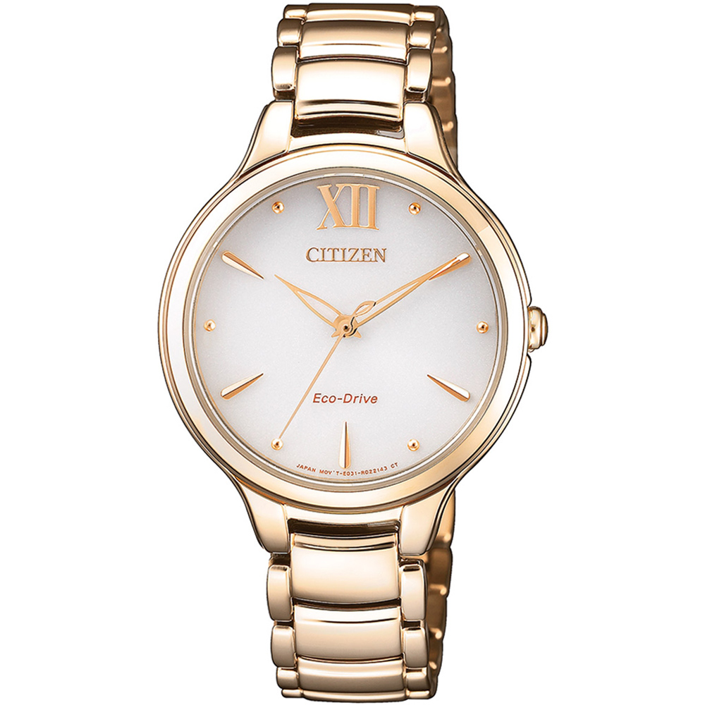 CITIZEN 星辰 L典雅光動能女錶(EM0553-85A)-白x金色/32mm