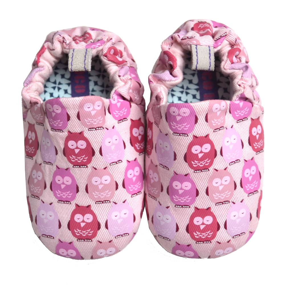 英國 POCONIDO 手工嬰兒鞋 (粉紅貓頭鷹)