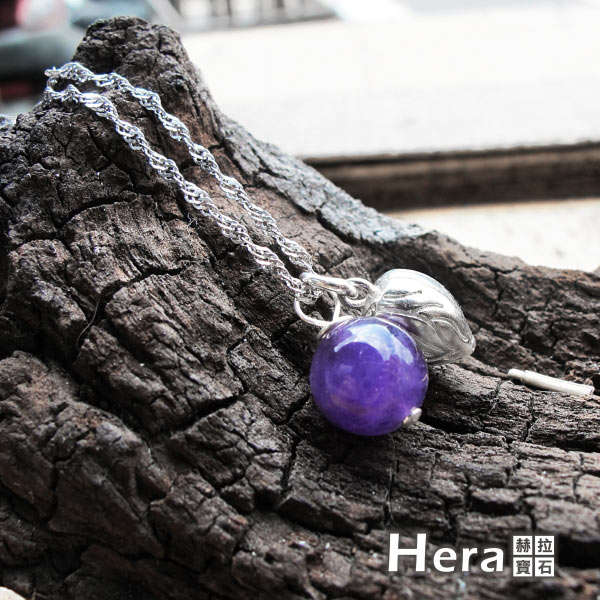 Hera 925純銀手作天然紫水晶花苞項鍊/鎖骨鍊