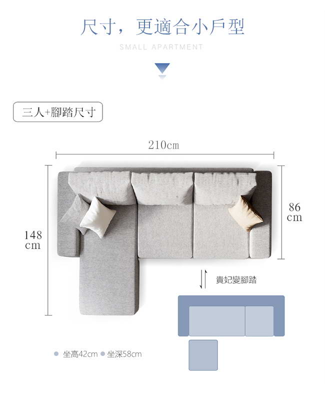 YKS-采軒L型布沙發-獨立筒版(四色可選)
