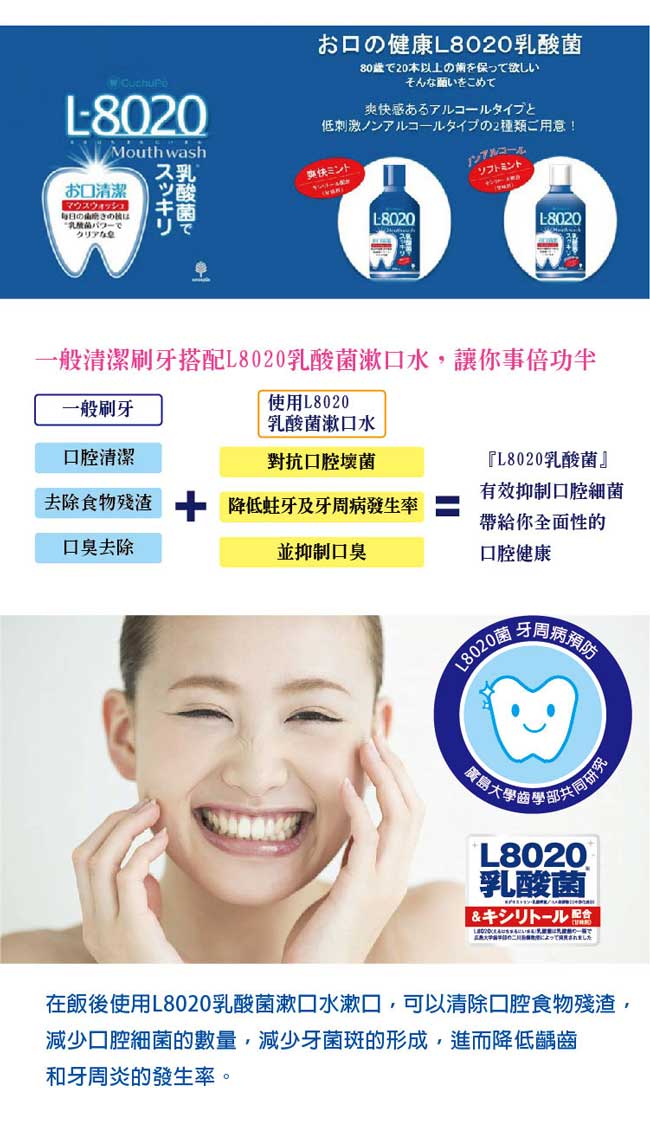 日本 L8020 乳酸菌漱口水攜帶包 不含酒精 10MLx100入