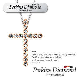 PERKINS 伯金仕 - 十字架玫瑰金系列 0.08克拉鑽石項鍊
