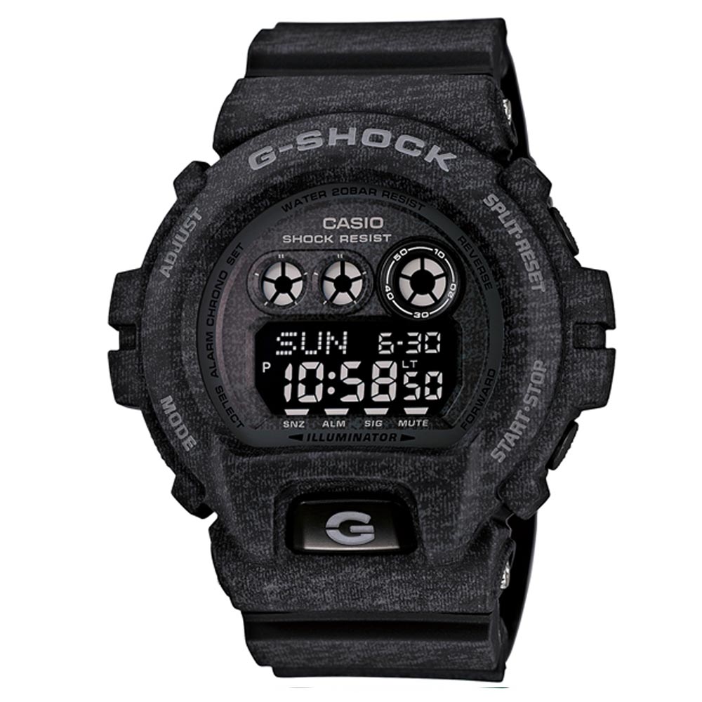 G-SHOCK 大錶徑潮流針織衣物紋路設計休閒錶(GD-X6900HT-1)-黑/53.9mm