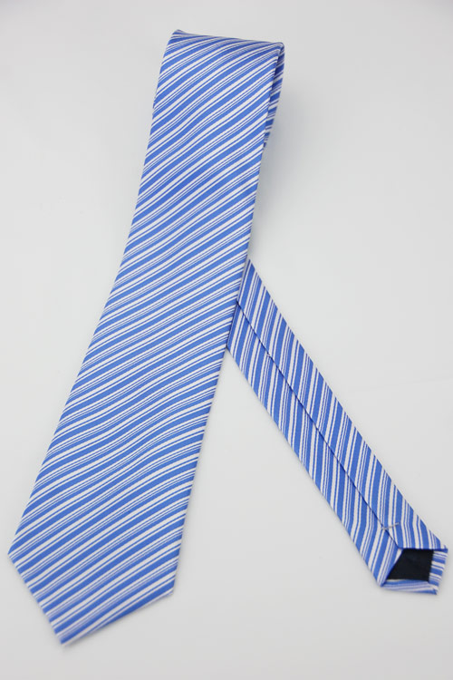 Alpaca 藍底白色粗細斜紋領帶