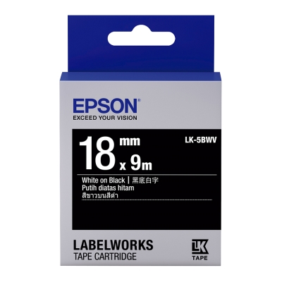 EPSON C53S655414 LK-5BWV黑底系列黑底白字標籤帶(寬度18mm)
