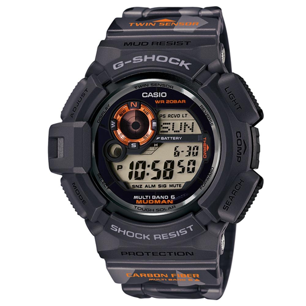 G-SHOCK 挑戰極限全方位幾何迷彩休閒電波錶(GW-9300CM-1)-黑灰/50.8mm