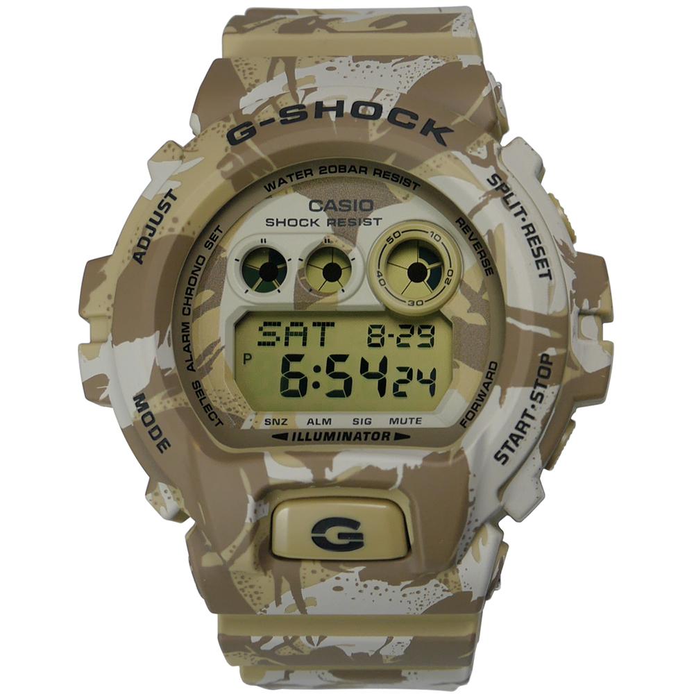 G-SHOCK 層次迷彩電子橡膠腕錶 -棕色/53mm