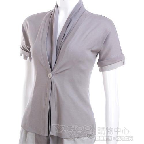 FABIANA FILIPPI 灰色單釦拼接短袖上衣