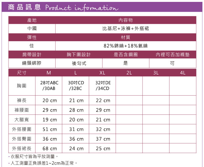 天使霓裳 美式普普風 三件式鋼圈比基尼泳衣(藍M~XL)