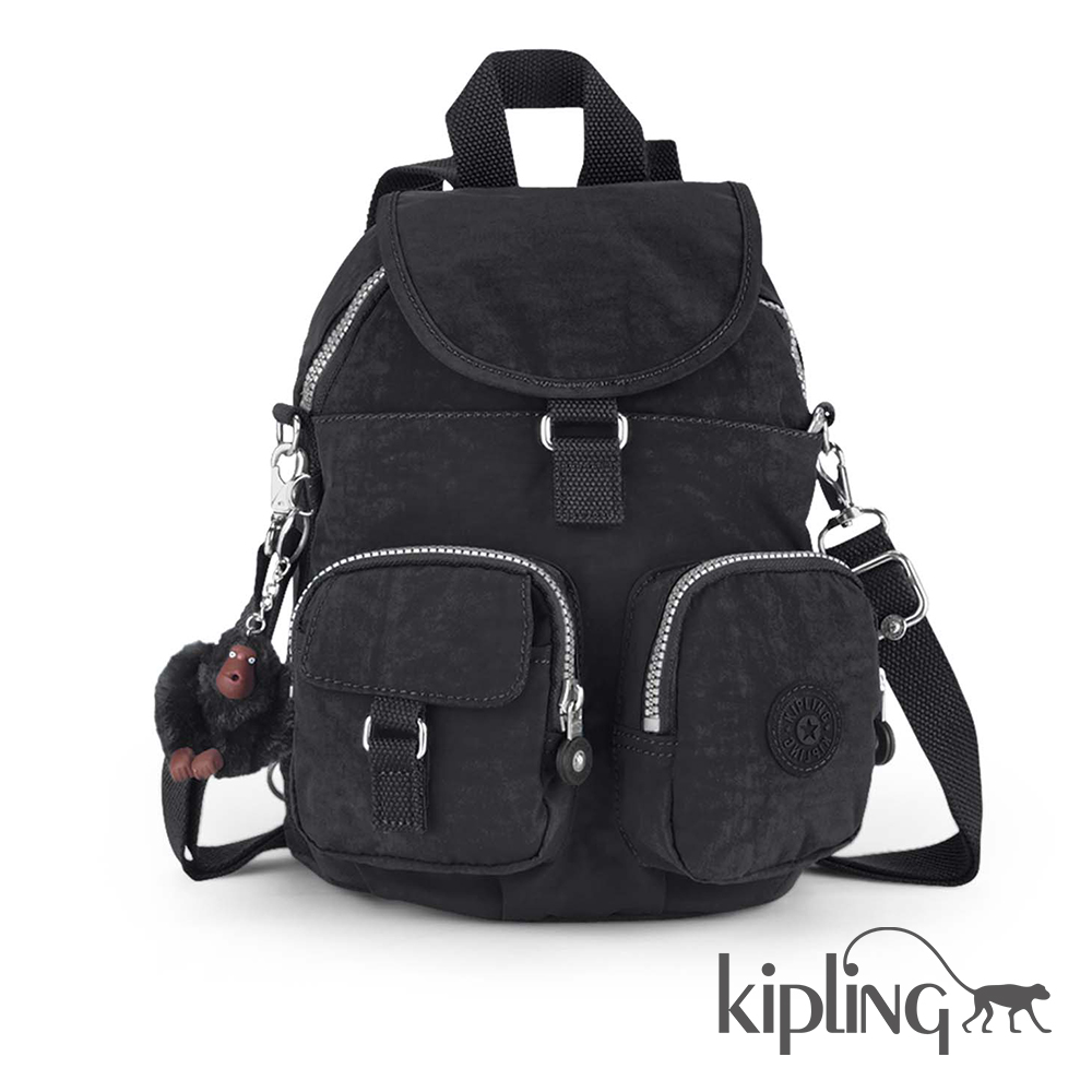 Kipling 後背包 柏油黑素面-大