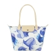 LONGCHAMP SPLASH水花圖案棉質帆布長提把肩背包(小/藍) product thumbnail 1