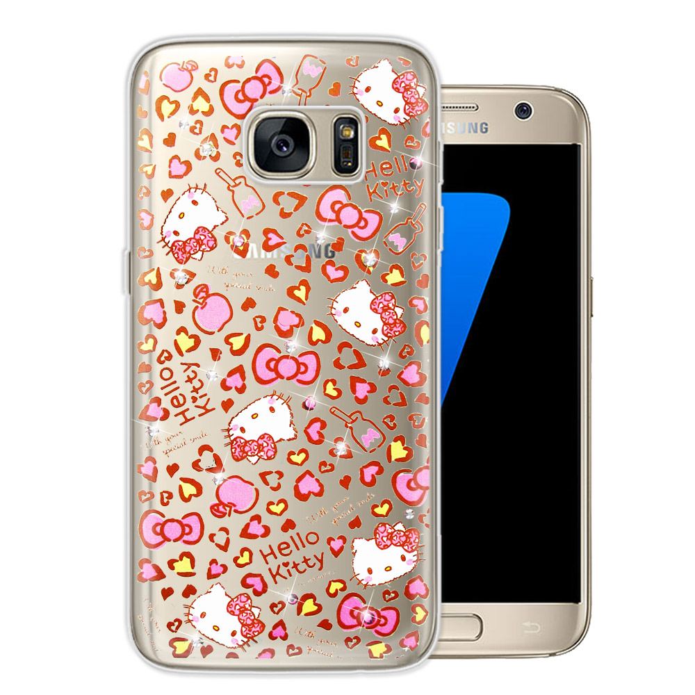 三麗鷗 Hello Kitty Samsung Galaxy S7 水鑽手機殼(豹紋凱蒂)