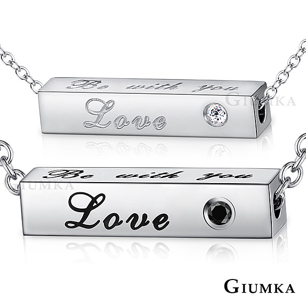 GIUMKA情侶對鍊情人節禮物Love一字白鋼項鍊 一對價格