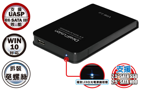 伽利略 USB 3.1 Gen 1 2.5 SATA III SSD/HDD 硬碟外接盒