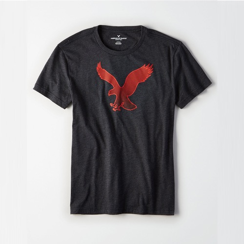 AEO 美國老鷹 經典標誌大老鷹印刷短袖T恤-深灰色 Amercan Eagle