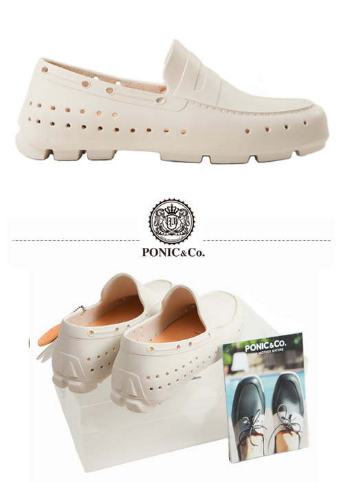 (男/女)Ponic&Co美國加州環保防水洞洞懶人鞋-米色