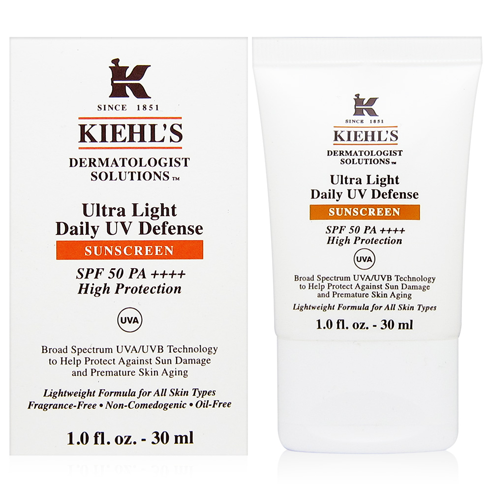 KIEHLS契爾氏  集高效清爽UV防護乳SPF50/PA++++30ml+專櫃隨機化妝包