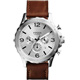 FOSSIL 世紀戰神三眼計時腕錶-銀x咖啡色錶帶/46mm product thumbnail 1