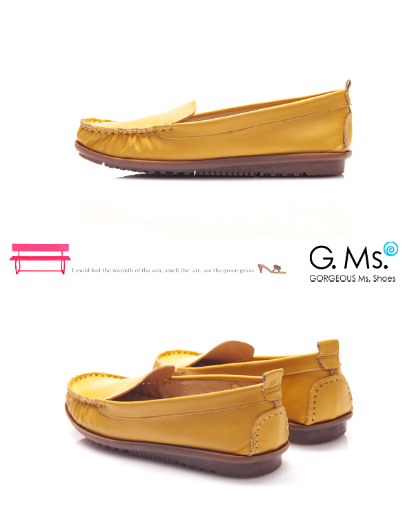 G.Ms. MIT系列-全真皮經典素面莫卡辛鞋-陽光黃