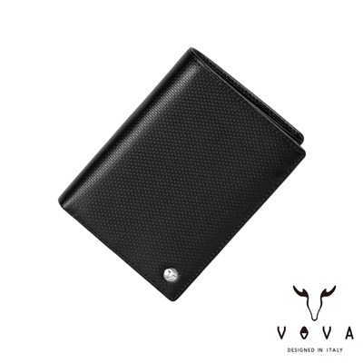 VOVA BRICK布瑞克系列12卡磚紋直立式皮夾黑色