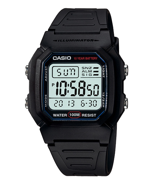 CASIO 10Year黑武士電子錶(W-800H-1A)-黑/36.8mm