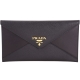 PRADA Envelope 拼接信封設計釦式長夾/手拿包(黑色) product thumbnail 1