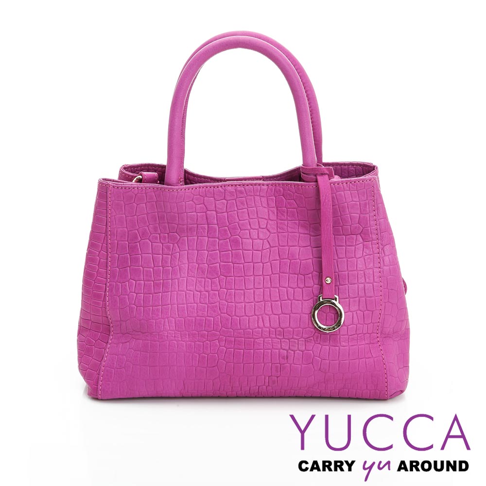 YUCCA -熱銷鱷魚紋牛皮氣質甜美手提包-紫紅色 D0103073C76