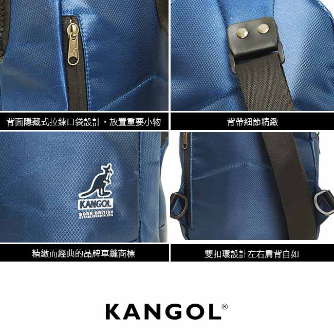 KANGOL 韓國經典單肩休閒包/學生包/情侶包-藍