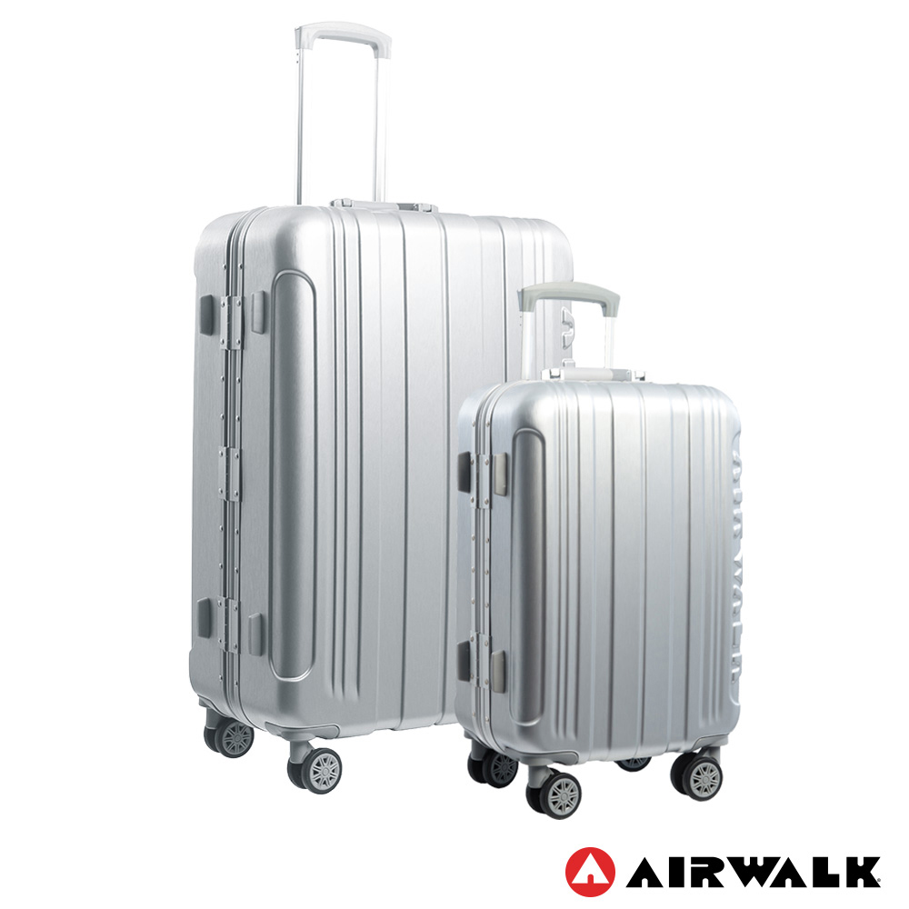 AIRWALK LUGGAGE - 金屬森林 鋁框行李箱 20+28吋兩件組-銀雪白