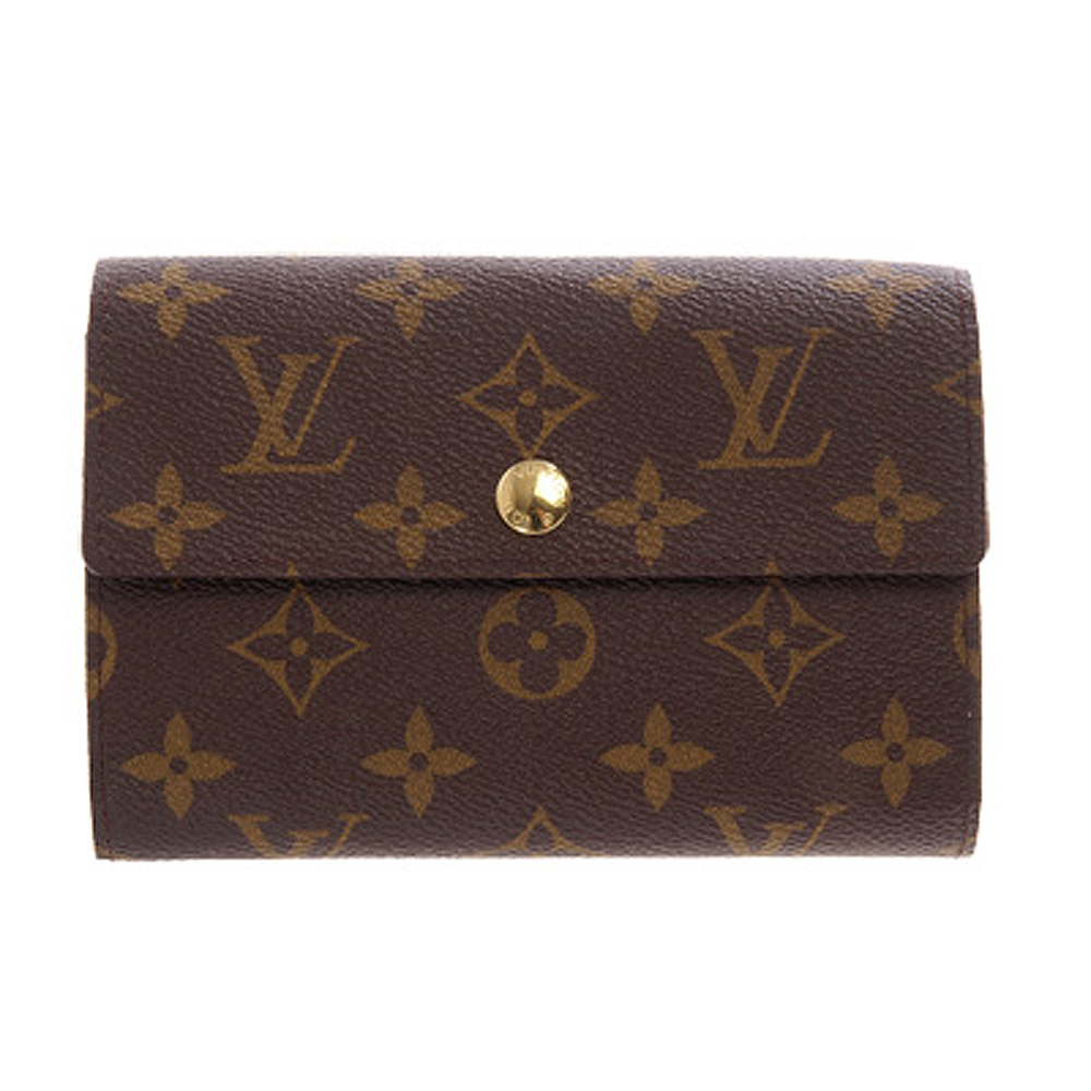 LV M60047 Monogram 經典花紋鈕釦中夾