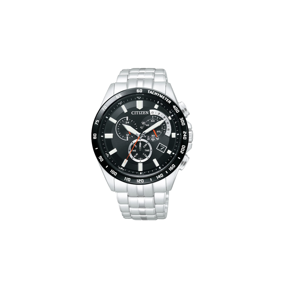 CITIZEN  Eco-Drive 鬧鈴電波萬年曆腕錶-黑/44mm