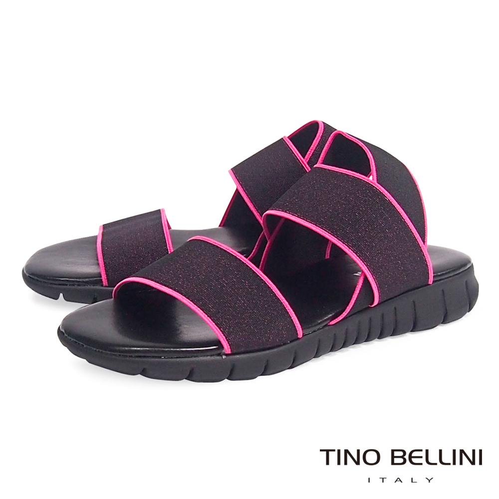 Tino Bellini 義大利進口炫彩螢光繃帶休閒平底涼鞋_螢光粉