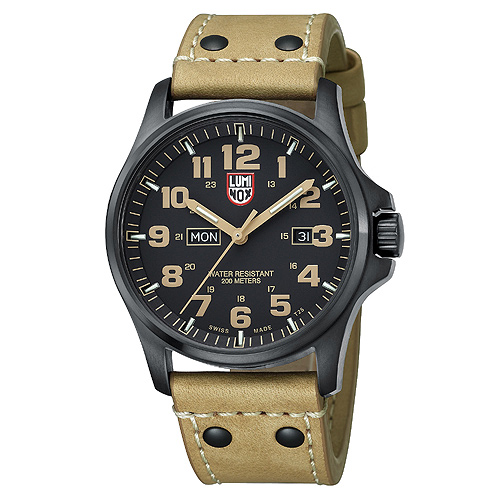 LUMINOX 雷明時 ATACAMA戰場系列藍寶鏡面腕錶-PVD黑x卡其時標/45mm