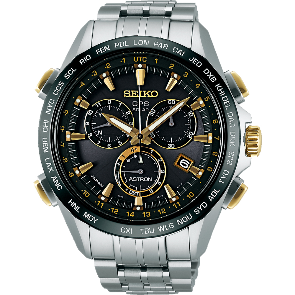 SEIKO ASTRON GPS 衛星定位太陽能鈦計時錶(SSE007J1)-黑x銀/45mm