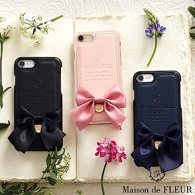 Maison de FLEUR 浮雕LOGO蝴蝶結造型手機殼