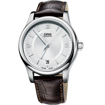 Oris Classic Date 都會時尚機械腕錶-銀x咖啡/36mm