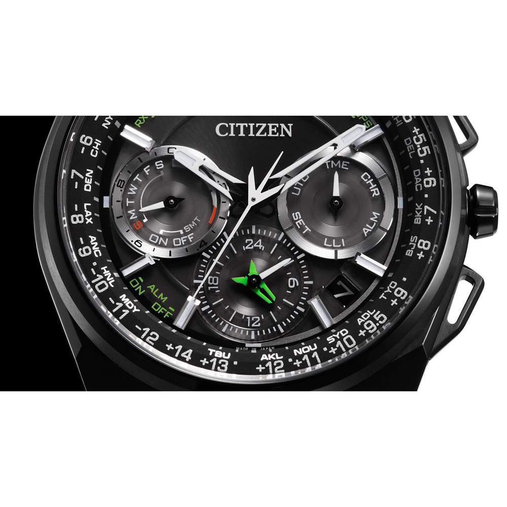 CITIZEN GPS衛星對時鈦光動能萬年曆腕錶(CC9004-51E)-鍍黑/45.5mm