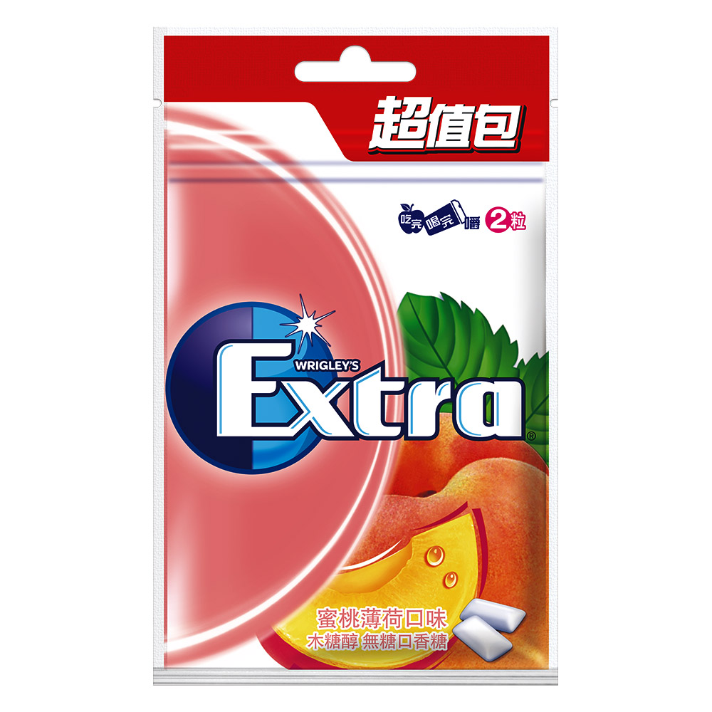 Extra 無糖口香糖-蜜桃薄荷口味超值包(44粒)