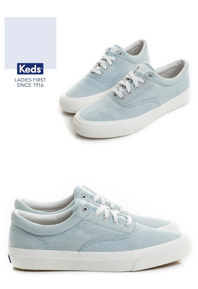 Keds ANCHOR 經典復刻綁帶休閒鞋-粉藍