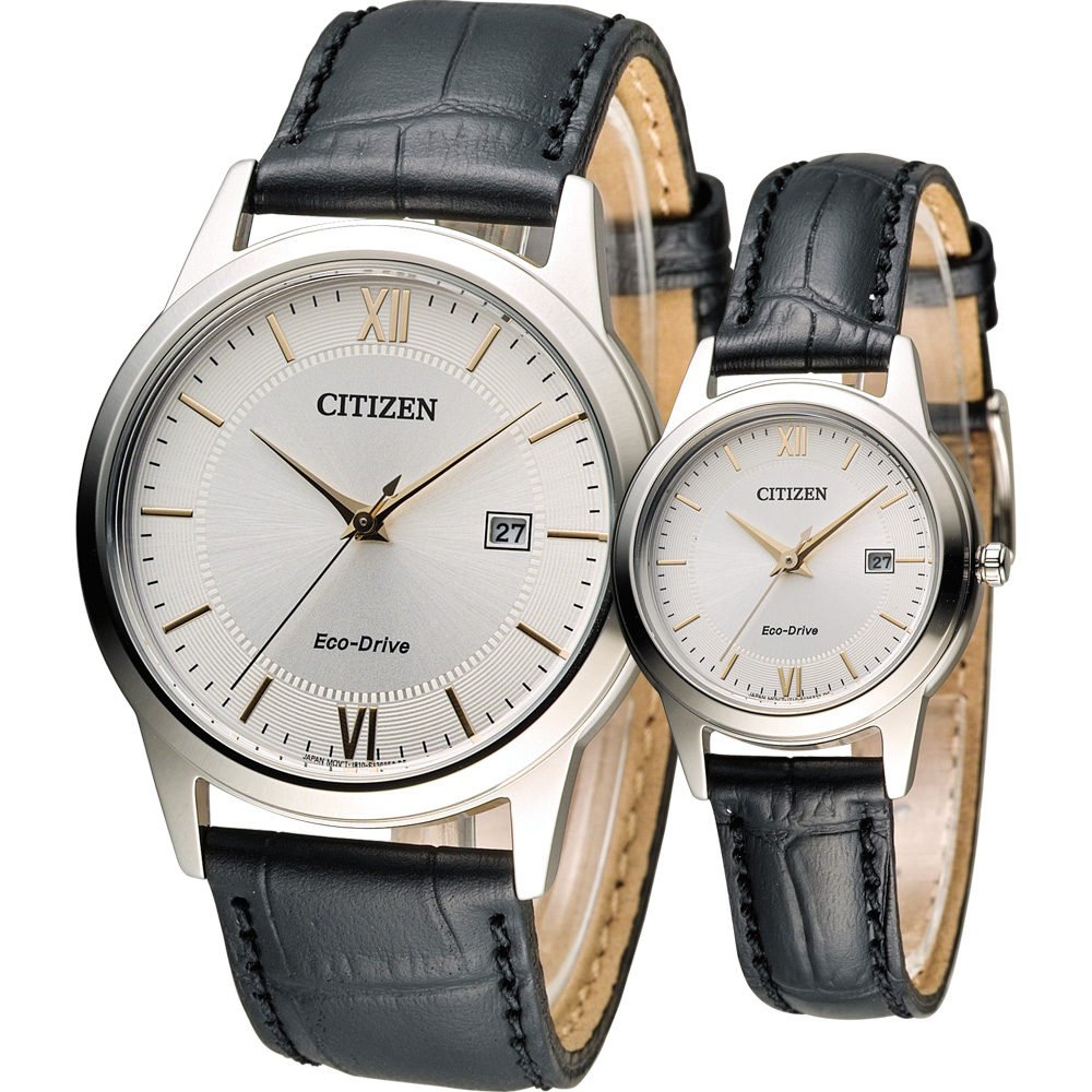 CITIZEN 光動能愛之永恆時尚對錶-銀/40+29mm